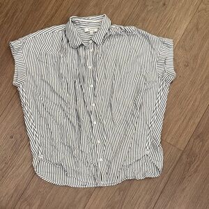 Madewell Gray and White Striped Top